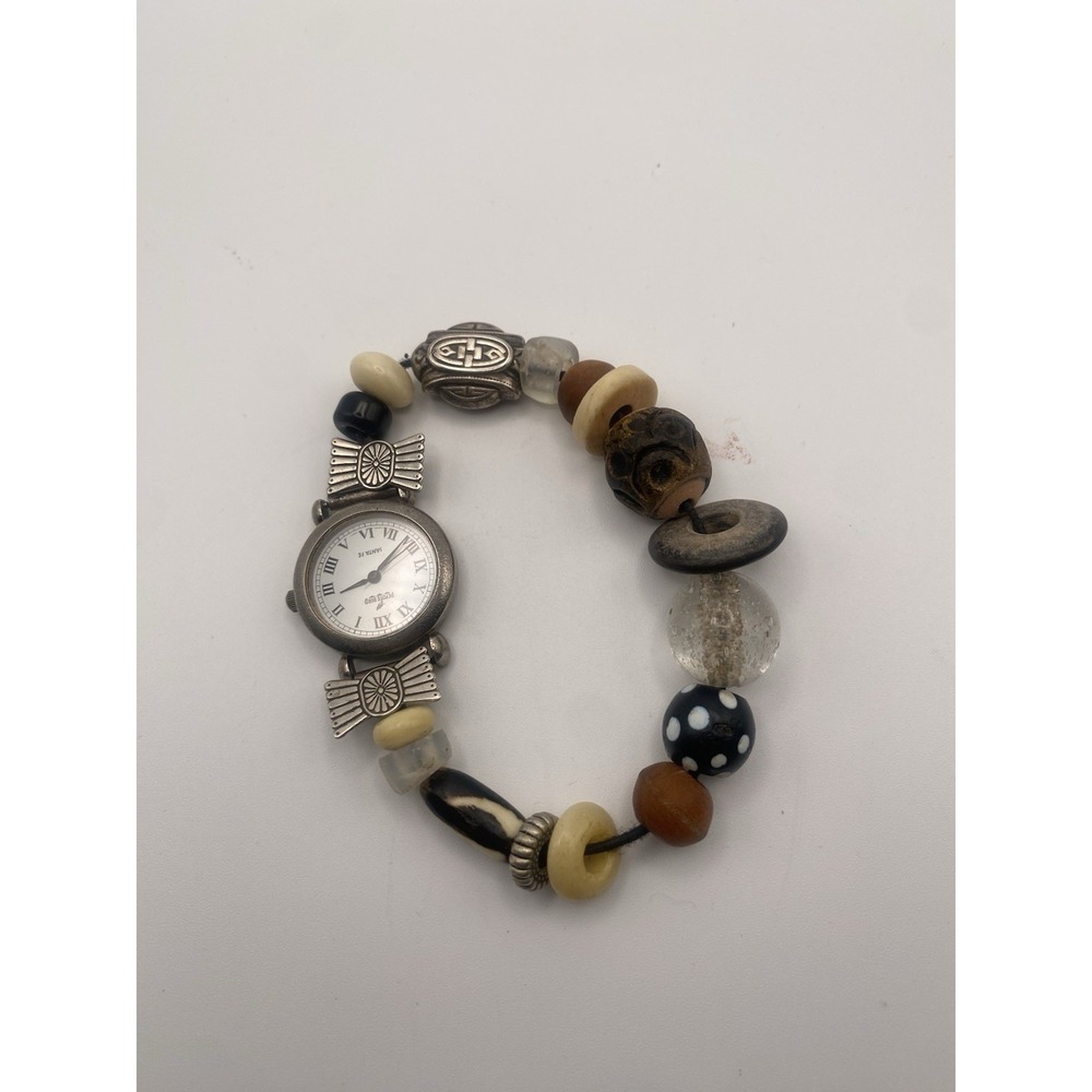 vintage Peyote Bird Designs "Santa Fe" beaded bracelet watch-new Battery Works